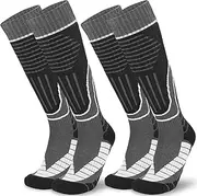[KOOOGEAR] 2 Pairs Mens Merino Wool Ski Socks,Knee-High Thermal Socks Winter Thick Warm Cushioned Wool Sports Socks for Snow, Snowboarding, Hunting,Skiing,Hiking