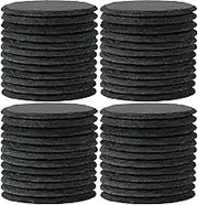 WEWINK PLUS 48 PCS Slate Coasters, 4 Inch Blank Round Black Stone Coasters for Drinks with Anti-Scratch Backing, Home Decor, Bar, Gifts