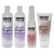 Keratin Perfect Keratin Brightener Kit For Unisex 4 Pc Kit 12oz Shampoo, 12oz Conditioner, 1.7oz Benefit Obsessed Treatment, 2.5oz Frizz-Free Bow Dry Cream