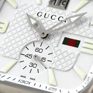 GUCCI YA131319 古馳 手錶 40mm 白色面盤 不鏽鋼錶帶 日期盤 小秒針 男錶