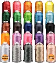 New brothreads - 25 Basic Colors of Huge Spool 5000M Polyester Embroidery Machine Thread for Commercial and Domestic Embroidery Machines