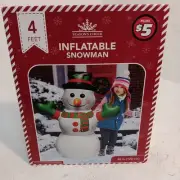 4FT Holiday Inflatable Snowman Indoor & Outdoor Use By Seasons Cheer