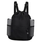 NATURAL STYLE Waterproof Drawstring Bag, Lightweight String Backpack with Black