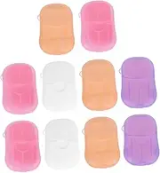 KOMBIUDA Compact Convenient 10 Pack Mini Soap Sheets Hand Washing Soap Flakes Travel Size Made for Face Hands Bath Disposable Safe Easy to Carry Great for Travel Camping BBQ Office Home