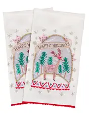 National Tree Company HGTV 18in Snow Globe Happy Holidays Kitchen Towel Set
