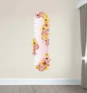 Floral Height Chart Australian Design Hand Painted Peel & Stick, Removable Wall Decal. Nursery, Kids Playroom, Kids Teens Bedroom