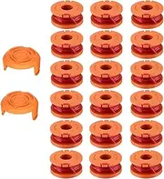 TopHomer 18 Pack Trimmer Spool Line for Worx, WA0010 Replacement Auto Edger Strimmer Spool, 0.065 inch Line Diameter with 2 Caps, Suitable for Worx Weed Eater