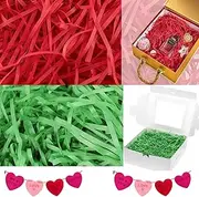 400g Coloured Shredded Tissue Paper for Gift Boxes, Soft Shredded Paper for Packaging, Ideal Hamper Filling and Shredded Filler (Chinese Red/Christmas Green)