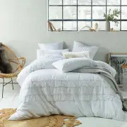 Accessorize Tassel Quilt Cover Set White Queen