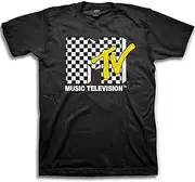 [MTV] Mens Shirt with Checkerboard - #TBT Mens 1980's 1990'S Clothing - I Want My Music Television T-Shirt