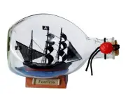 Fearless Pirate Ship in a Glass Bottle 7"
