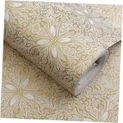 Self Adhesive Vintage Gold Floral Wallpaper Shelf Liner Dresser Drawers