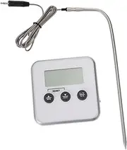 LIGIGWASH Barbecue Meat Thermometer with Magnetic Back Timing Alarm and Stand for Cooking Steak Fish and More Sturdy Material Easy Surface Fixation