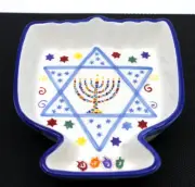 Jessica Sporn - Dreidel Shaped Ceramic CHANUKAH Tidbit Server Tray New Boxed