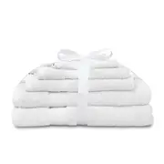 5pc Algodon St Regis Collection Bath/Hand Towel Set w/ Face Washer Cotton White