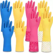 4 Pairs Rubber Cleaning Gloves, Rubber Gloves for Dishwashing, Reusable Househol