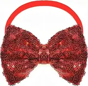 Girls Baby Red Sequin Hair Bows Bands Headband Bowknot