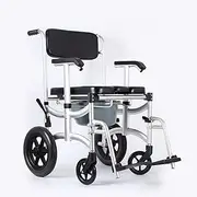 Toilet Commode Chair Mobile Toilet Seat Bedside Commode Transport Wheelchair Detachable Pot and Brakes with Adjustable Height for Elderly Disabled Person