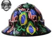 Custom Hydrographic Safety Hard Hat Mining American Brazil PRO CHOICE WIDE BRIM