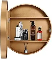 Round Bathroom Mirror Cabinet, Bathroom Wall Storage Cabinet,3 Level Bathroom Wall Storage Cabinet Mirror (Gold)