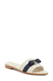 FERRAGAMO Vara Bow Quilted Slide Sandal in Mascarpone at Nordstrom, Size 7