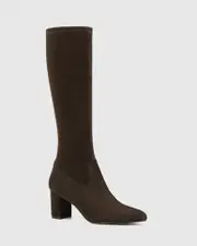 Karlea Ash Chocolate Stretch Suede Leather Knee High Boot