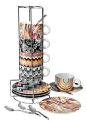 NEW 20th Anniversary Missoni for Target Stoneware Espresso Mug Set w Spoons