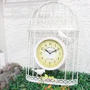 Outdoor Garden Wall Clock, Iron Art Bird Cage Design Garden Clocks Outdoor Waterproof Creative Home Furnishings Outside Clock Outdoor Wall Clock Indoor Outdoor Decoration White