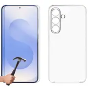 For Samsung Galaxy S25+ PLUS Clear Case Cover and Tempered Glass Screen Protector Guard