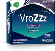VrozZZ Sleep Aid Softgels, Nighttime Sleep Aid Liquid-Filled Capsules, for Nighttime use, Non-Habit Forming, 25mg Diphenhydramine HCI, Fall Asleep Fast, 72 Count