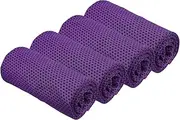 uxcell Cooling Towel 40"x12", 4 Pcs Ice Towel for Neck and Face, Soft Breathable Chilly Sweat Absorbing for Yoga Sports Camping Fitness Running Golf, Purple