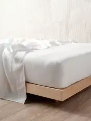 Linen House Nimes White Linen Fitted Sheet 50cm