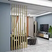 Wall Room Divider Post, 8 Pack Floor to Ceiling Wall Post Partitions Screens Dividers, Metal Wall Partition Post Room Divider, Privacy Screens Room Partition Post with Adjustable Feet(Gold,1