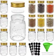 15 Pcs Glass Mason Spice Jars 4Oz Empty Spice Bottles with Blank Labels and Shak