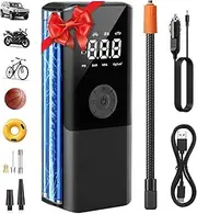 Tire Inflator Portable Air Compressor, 150PSI Auto Air Pump for Car Tires, DC 12V Electric Tire Pump with LCD Digital Pressure Gauge & LED Light for Motorcycle, Bike, Ball, Car Accessories