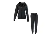FIL Women's Velvet Fleece Zip 2pc Set Loungewear - Black [Size: 8]