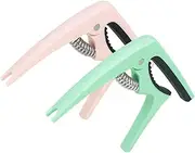 Kisangel 2Pcs Guitar Capo Tone Modified Clip for Acoustic Electric Guitars Macaron Colors Smooth Clamping Action