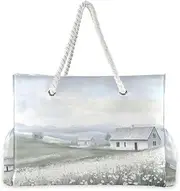[YXYZRMY] Farm Flower Grass Beach Bag for Women Large Beach Tote Bag Zipper for Swim Gym Travel Daily