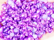 800 Pcs Purple Flatback Half Faux Pearls Beads DIY Crafts Nail Art