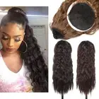 18" Long Corn Wavy Hair Ponytail as Human Hair Extensions Drawstring Pony Tail