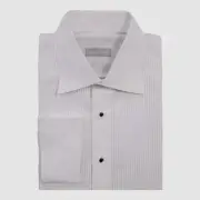 Stefano Ricci Men White French-Cuff Pleated-Bib Cotton Tuxedo Dress Shirt 43/17