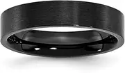 [JewelryWeb] Stainless Steel Engravable 5mm Black Ip Plated Brushed Flat Band Ring Jewelry Gifts for Women - Ring Size Options Range: L to Z