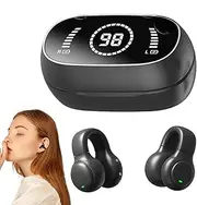 Gwtdtoad Open Ear Headphones - Clip On Wireless Earbuds - Long-Lasting Secure Fit, True Wireless Earphones with Charging Case, Sweatproof, Waterproof Headset, Comfortable, Lightweight for Commuting