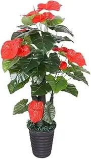 Artificial Trees Artificial Tree Large Green Potted Simulation Plant 5Ft Fake Tree Plastic Tree Potted Plant with Black Pot and Grass Fake Tree (Color : A, Size : 150cm)