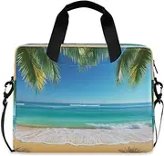 Quteprint Ocean Sea Palm Tree 15.6 Inch Laptop Bag Briefcase for Business, Water-Resistant Computer Bag Fits 14-16 Inch Notebook for Men Women, Office Travel Work Backpack, Multi, 40x7.5x30cm