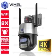 WIFI Alarm Dual Security Camera 64GB 8X Zoom ULTRA HD 4K LIVE Monitoring
