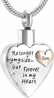 BIAIHQIE Memorial Jewelry -No Longer By My Side,But Forever in My Heart- Cremation Ashes Necklace-Rose Gold-Son