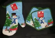 CHRISTMAS "TIS THE SEASON TO BE JOLLY" OVERSIZED OVEN MITT & POTHOLDER