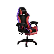 Furb Massage Gaming Chair W/ Led Recliner Office Chair W/ Footrest Red