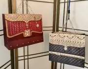 Handbag Look w/ Chain Handles Gift Bags Wrap 12x10x5 Lot Of 2